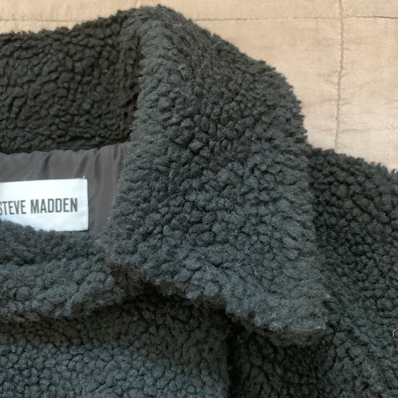 NEW Steve Madden Black Teddy Jacket Puffer Detailed Size M - Picture 10 of 13